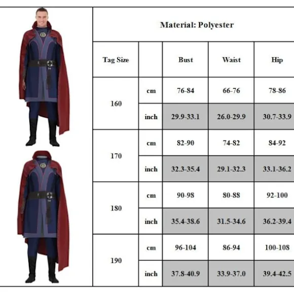 Doctor Strange COS Voksen Halloween sæt 180cm