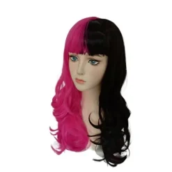 Draculaura Cosplay Kostume Paryk Lang Sort Pink Varmebestandigt Syntetisk Hår Halloween Fest Rollespil Karneval Rekvisitter A