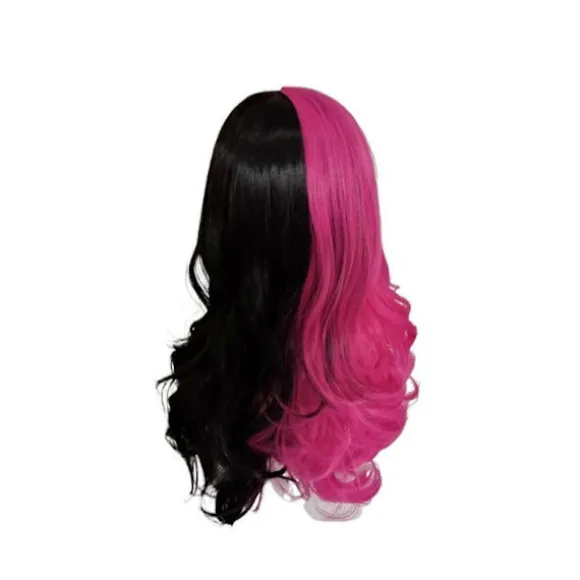 Draculaura Cosplay Kostume Paryk Lang Sort Pink Varmebestandigt Syntetisk Hår Halloween Fest Rollespil Karneval Rekvisitter A