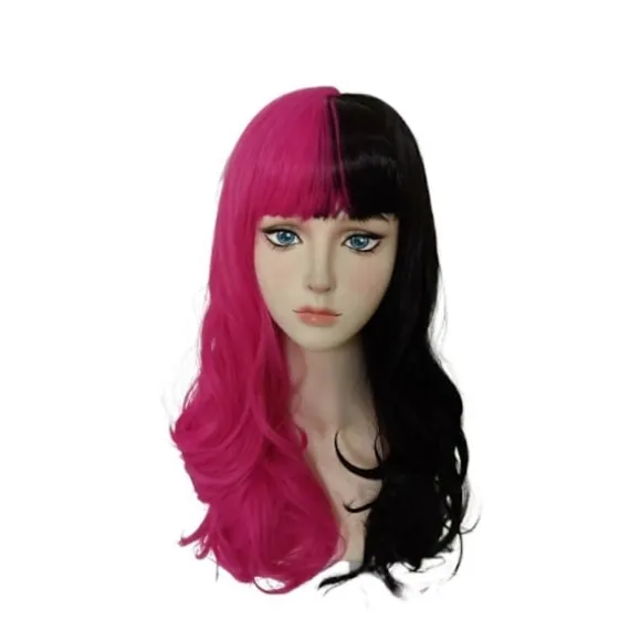 Draculaura Cosplay Kostume Paryk Lang Sort Pink Varmebestandigt Syntetisk Hår Halloween Fest Rollespil Karneval Rekvisitter A