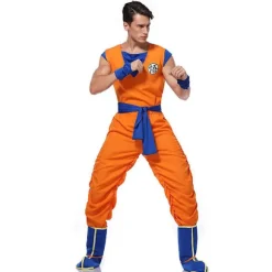 Dragon Ball Anime Son Goku Cosplay Kostume til Mænd, Voksen Mandlig Son Goku Rollespil Kostumesæt Halloween Fancy Dress Outfits Kit M