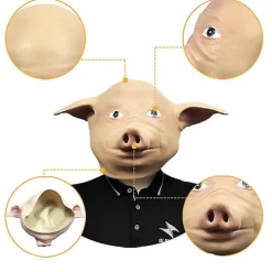 Dyre Latex Maske Halloween Kostume Cosplay Rekvisitter Gris Hoved Horror Voksen Hovedmaske