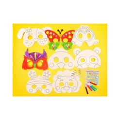 Dyremaske, 8 stk., DIY hvid malermaske, fødselsdagsfestmaske, håndværksmalermaske med pen, jul, halloween, advent, julegave, B
