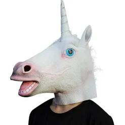 Dyremaske Deluxe Enhjørning Maske Nyhed Halloween Kostume Latex