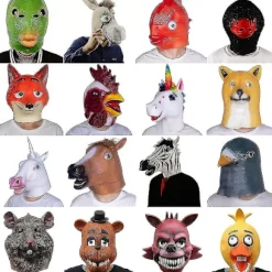 Dyremaske Hest Enhjørning Deluxe Nyhed Halloween Kostume Fest Latex Dyrehovedmaske Forskellige Dyr Hovedbeklædning
