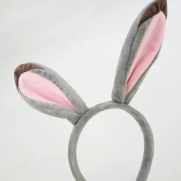 Dyreøre Hårbøjle og Hale til Kvinder Piger Halloween Julefest Sødt Hovedbeklædning Hovedbeklædning Cosplay Voksen Kostume (FMY) Grey Judy