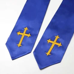 Elegant præstekrave Åndbar polyester Vendbar Broderet kors og dekorativt sjal tørklæde til religiøs begivenhed Gul Purple