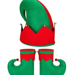 Elf Hat Sko Cover Sokker Tæppesæt Voksen julekostume