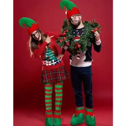 Elf Hat Sko Cover Sokker Tæppesæt Voksen julekostume