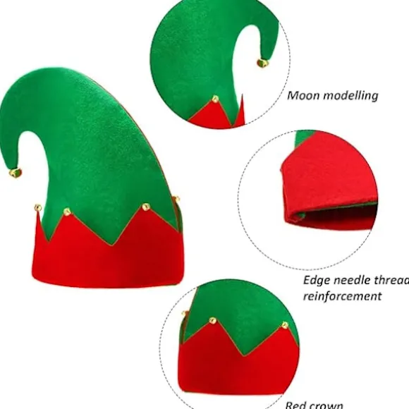Elf Hatte i Bulk - Filt Julemandens Elf Kostume Hat Tilbehør til Mænd Kvinder, Julefest Kostume, Julemandshue