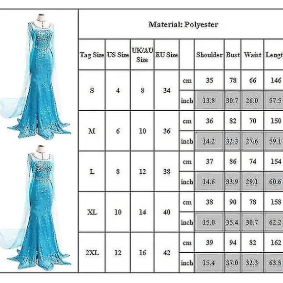 Elsa Fancy Up Kvinder Rollespil Performance Kostume S