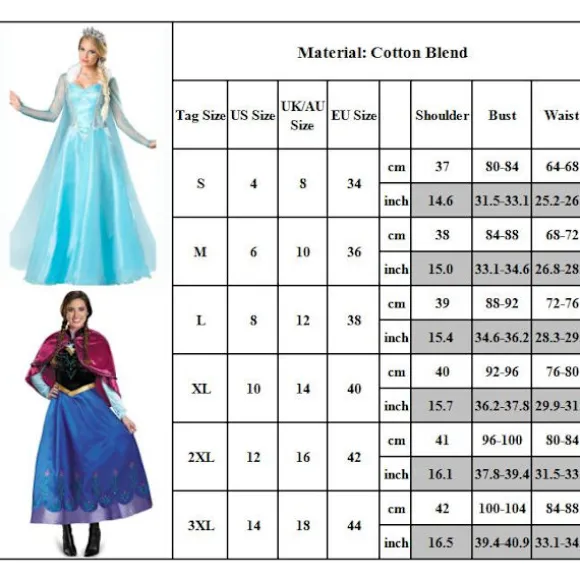 Elsa Kjole Dame Frozen Elsa Prinsessekjole Anna Dronning Kjole Voksen Halloween Cosplay Kostumer Elsa Elsa M