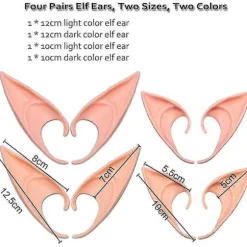 Elverører 12cm & 10cm, (4 Par Latex Fe Latex Ører), Elverøre Cosplay, Elverører[D]