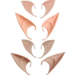 Elverører Tip, 4 Par Latex Pixie Ører Voksen, 12cm & 10cm Protetiske Ører, Spidse Ører Voksen, Cosplay Tilbehør til Halloween Fest Cosplay Tilbehør