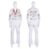 Elvis Presley Tribute Kostume Performance Kostume Hvid Rhinestone Jumpsuit Med Ørnemotiv Til Scene & Fest Med Tilbehør Til Show Eller Rollespil