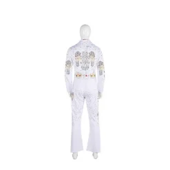 Elvis Presley Tribute Kostume Performance Kostume Hvid Rhinestone Jumpsuit Med Ørnemotiv Til Scene & Fest Med Tilbehør Til Show Eller Rollespil