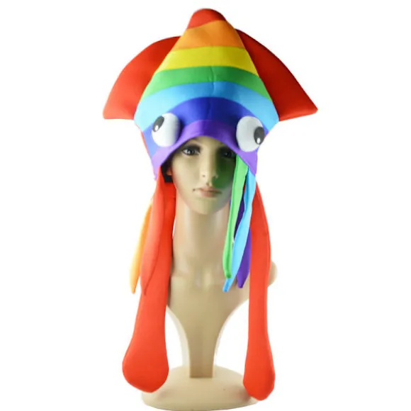En (farvet blækspruttehat) Halloween Sjov Fest Hovedbeklædning Squid Hat Blækspruttehat Flerfarvet Fancy Dress Squid Havdyr Halloween Kostume Hat Dyr Ha | Fyndiq