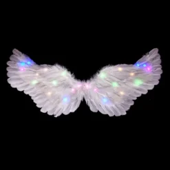 Englevinger, lysende englevinger og glorier med LED-lys, hvide englevinger Kostume_Kvalitetsgaver Flerfarvet-FF- Multicolor 80*40cm