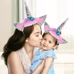 Enhjørninge-pandebånd med blomster Halloween hat Maskeradefilt Hea