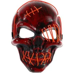 Enøjet Lysende Maske Halloween Lysende Cosplay Tilbehør Gysermaske Neonlys Til Kostume & Cosplay Fest (Rød)