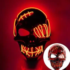 Enøjet Lysende Maske Halloween Lysende Cosplay Tilbehør Gysermaske Neonlys Til Kostume & Cosplay Fest (Rød)