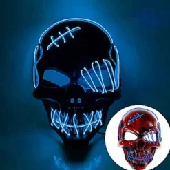 Enøjet Lysende Maske Halloween Lysende Cosplay Tilbehør Gysermaske Neonlys Til Kostume & Cosplay Fest (Rød)