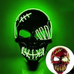 Enøjet Lysende Maske Halloween Lysende Cosplay Tilbehør Gysermaske Neonlys Til Kostume & Cosplay Fest (Rød)