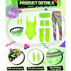 80'er Aerobic Sæt med Leotard & Benvarmere - 7 Dele Zebra Print Fitness Kollektion [JUN] Bright Zebra Medium