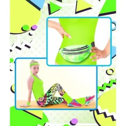 80'er Aerobic Sæt med Leotard & Benvarmere - 7 Dele Zebra Print Fitness Kollektion [JUN] Bright Zebra Medium