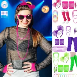 80'er 70'er Accessories Kvinder Piger Cosplay Kostume Ben Fancy Outfit Z Rose red