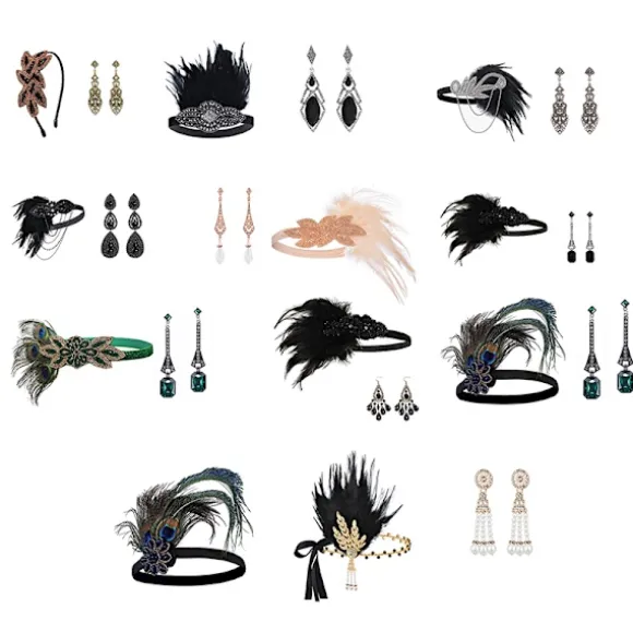 1920'er Flapper Kostume Pandebånd Halskæde Handske Armbånd Gatsby M E Onesize_yux E Onesize