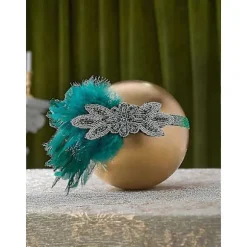 1920'er Great Gatsby Tilbehørssæt til Kvinder, Flapper Pandebånd Hovedbeklædning Brølende 20'er Kostume Tilbehørssæt Green