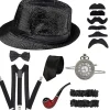 1920'er Herre Gatsby Gangster Kostume Tilbehør Sæt Gammel Mand Kostume Bedstefar Tilbehør Sæt Med Panama Hat Seler Butterfly