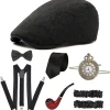 1920'er Herre Great Gatsby Tilbehør Sæt Brølende 20'ere 30'ere Retro Gangster Kostume