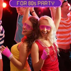 80'er Neon Festtøj Kostume Tilbehør Sæt, 1980'er Retro Temafest Dekoration Outfit til Kvinder Piger Med taske - Rose Rød With bag - Rose Red One size | Fyndiq