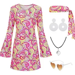 1970'er og 1980'er kostume til hippie kostume til kvinder disco kostume pink M