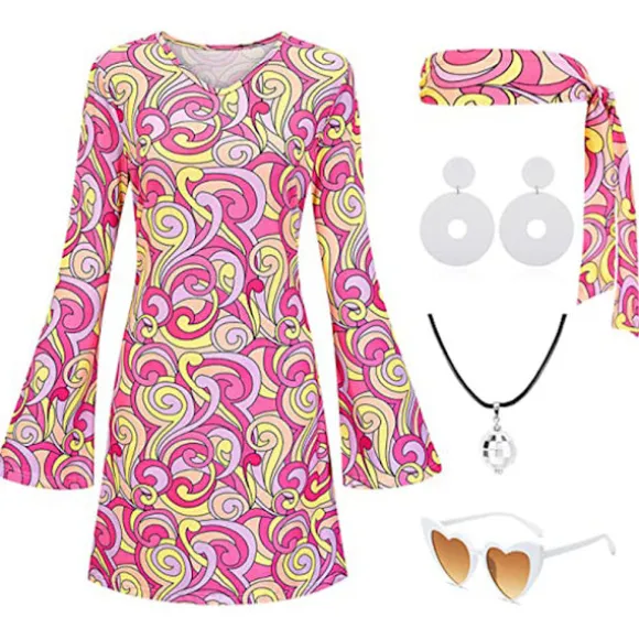 1970'er og 1980'er kostume til hippie kostume til kvinder disco kostume pink M