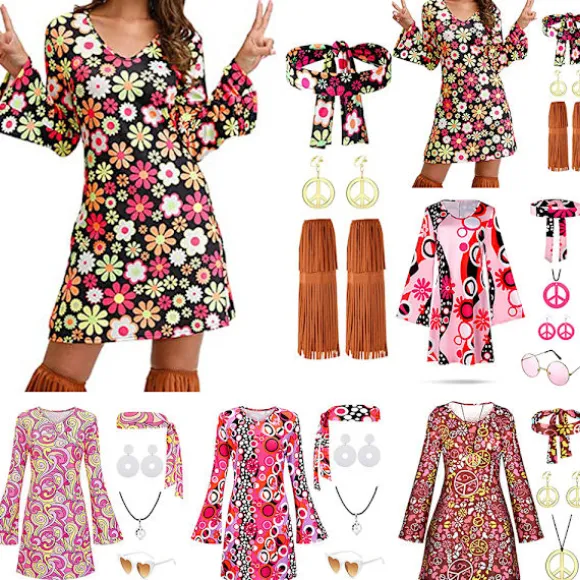 1970'er og 1980'er kostume til hippie kostume til kvinder disco kostume pink M