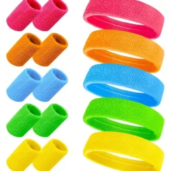 80'er Svedbåndssæt: Neon Pandebånd og Armbåndssæt (15 stk.)