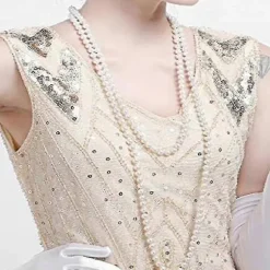 1920'er Tilbehørssæt Flapper Pandebånd, øreringe, perlehalskæde, handsker Style 2