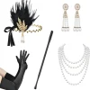 1920'ernes Flapper-kostume Pandebånd Halskæde Handsker Armbånd Gatsby M K Onesize K