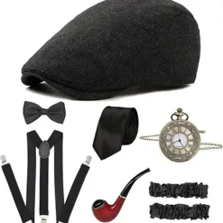 1920'ernes herre Great Gatsby tilbehørssæt brølende 20'er-30'er retro gangsterkostume