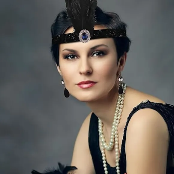 1920'ernes tilbehørssæt til kvinder med pandebånd i flapperstil