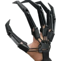 Et par Halloween-artikulerede fingre, 3D-printede artikulerede fingerforlængelser, med fleksible led - Skelethænder black