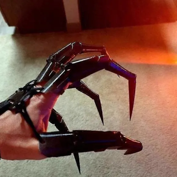 Et par Halloween-artikulerede fingre, 3D-printede artikulerede fingerforlængelser, med fleksible led - Skelethænder black