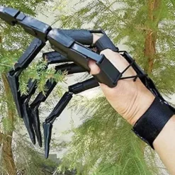 Et par Halloween-artikulerede fingre, 3D-printede artikulerede fingerforlængelser, med fleksible led - Skelethænder black