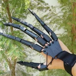 Et par Halloween-artikulerede fingre, 3D-printede artikulerede fingerforlængelser, med fleksible led - Skelethænder black