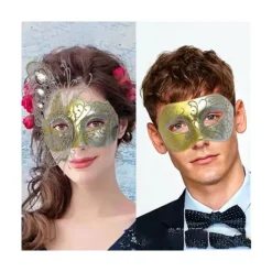 Et sæt blå Halloween-kugle diamantbesatte smedejerns sommerfuglemaske karneval sjov metal nyt jakkesæt til mænd og kvinder