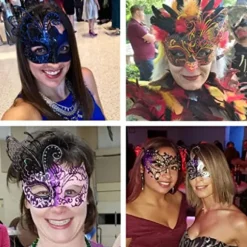 Et sæt blå Halloween-kugle diamantbesatte smedejerns sommerfuglemaske karneval sjov metal nyt jakkesæt til mænd og kvinder