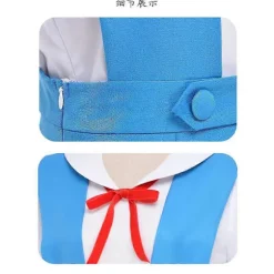 Evangelion Skoleuniform Cosplay Kostumesæt Ayanami Rei & Asuka Stil Blå Jumperkjole Med Hvid Skjorte Og Rødt Bånd Med Detaljeret Tilbehør F XXL